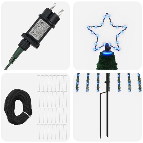 LED Julgran 500 cm 1524 LED-lampor Blå Stål Svart