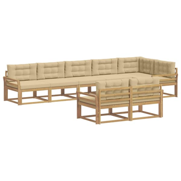 Utomhussoffset med kudde 6 pcs Vit och Beige Polyester