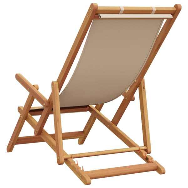 Hopfällbar strandstol beige massivt eukalyptusträ och tyg