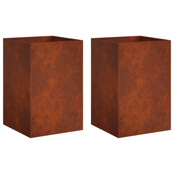 Trädgårdsplanterare 2 st Rostig 50 x 50 x 75 cm