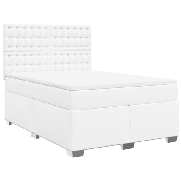 Ramsäng med madrass vit 140x190 cm konstläder