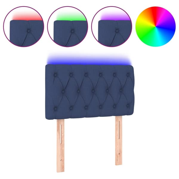 Sänggavel LED blå 80x7x78/88 cm tyg