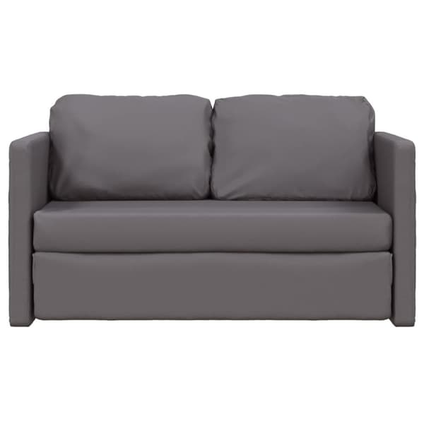 Golvbäddsoffa 2-i-1 grå 112x174x55 cm konstläder