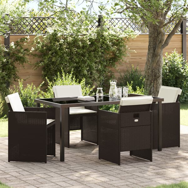Trädgårdsmöbelset 5 pcs Brun konstrotting
