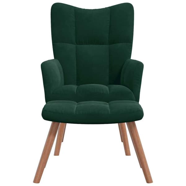 Vilstol med fotpall mörkgrön sammet