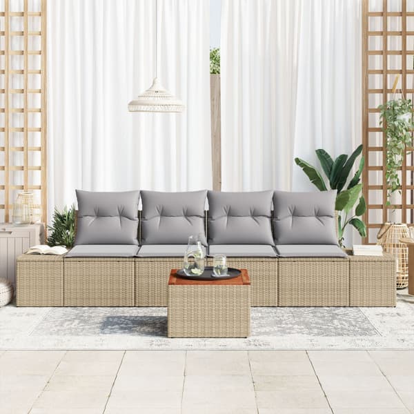 Trädgårdsoffset 5 pcs Beige och Ljusgrå konstrotting