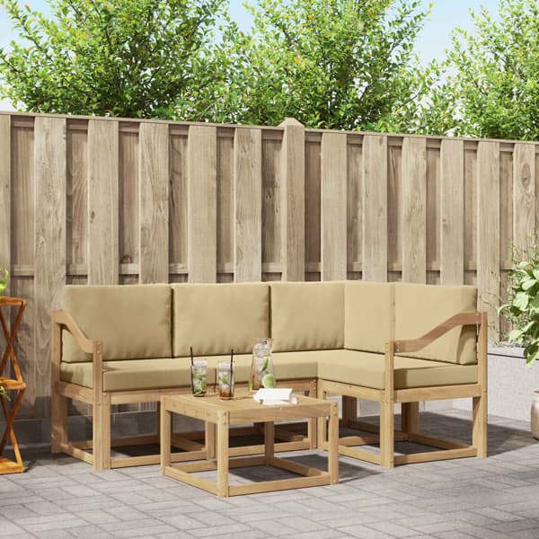Utomhussoffset med kudde 5 pcs Vit och Beige
