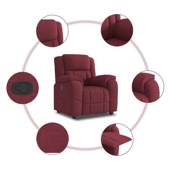 Reclinerfåtölj vinröd tyg