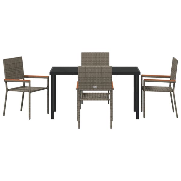 Trädgårdsmöbelset med kudde 5 pcs Grå konstrotting