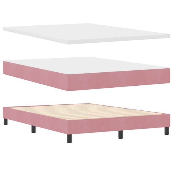 Bäddfjäder med huvudgavel Rosa 200 x 160 cm Sammet