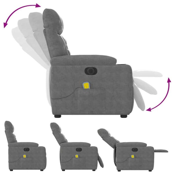 Elektrisk massagefåtölj mörkgrå mikrofibertyg