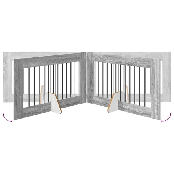 Hundgrind med ställningar 6 pcs Grå sonoma-ek 100 x 60 cm