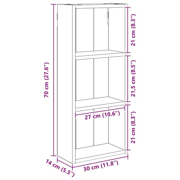 Badrumsväggskåp Vit 30 x 14 x 70 cm Konstruerat trä