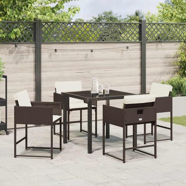 Trädgårdsmöbelset 5 pcs Brun konstrotting