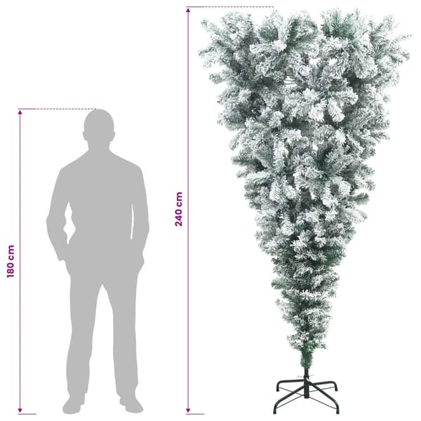 Upp och ner-vänd konstgjord julgran med fällbara grenar 240 cm