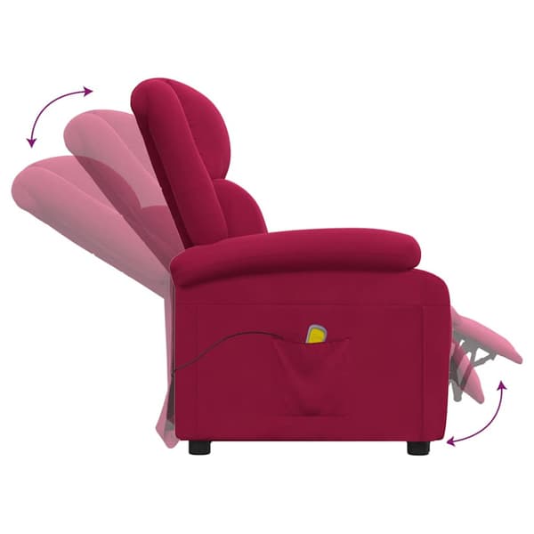 Massagefåtölj vinröd sammet