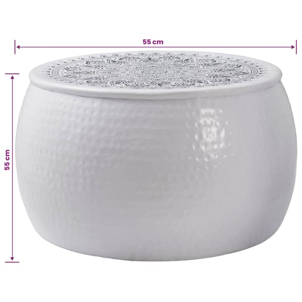 Rund Kaffe Bord Hamrad Vit Ø 55 x 55 cm Aluminium