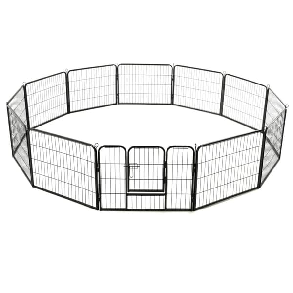 Hundhage 12 paneler stål 80x60 cm svart