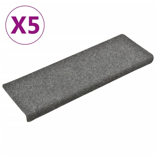 Trappmattor självhäftande 5 st 65x21x4 cm ljusgrå rektangulär kant