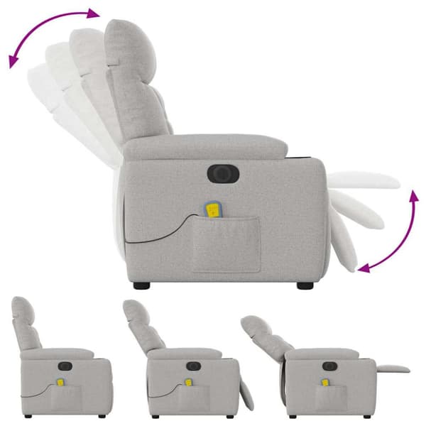 Elektrisk massagefåtölj molngrå tyg