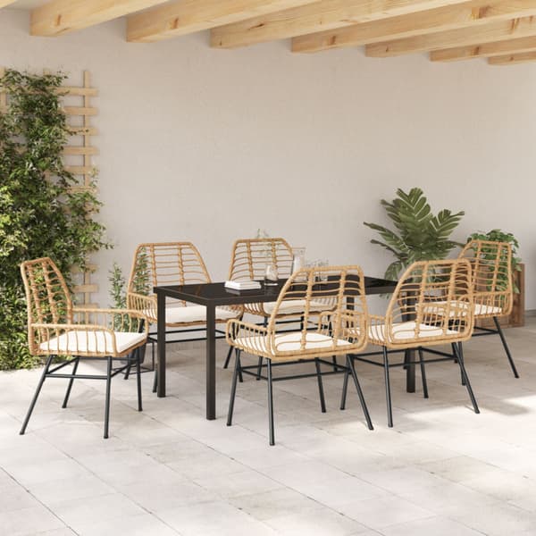Trädgårdsmöbelset 7 pcs Brun konstrotting