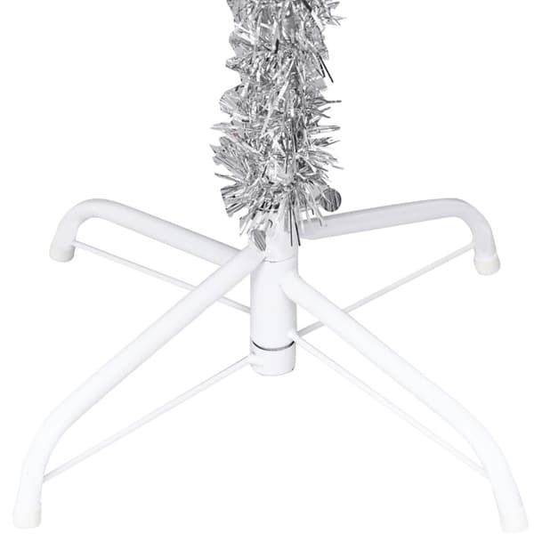 Belyst plastgran med kulor silver 120 cm PET