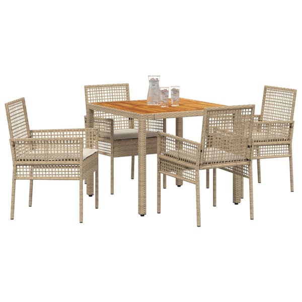 Trädgårdsmöbelset 5 pcs Beige konstrotting