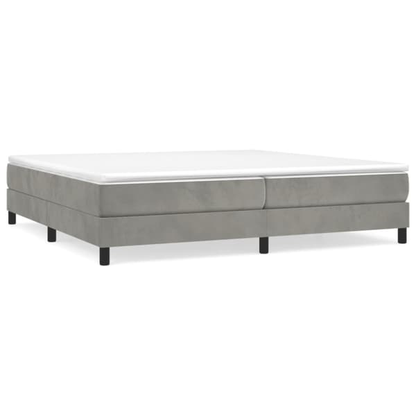 Ramsäng med madrass ljusgrå 200x200 cm sammet