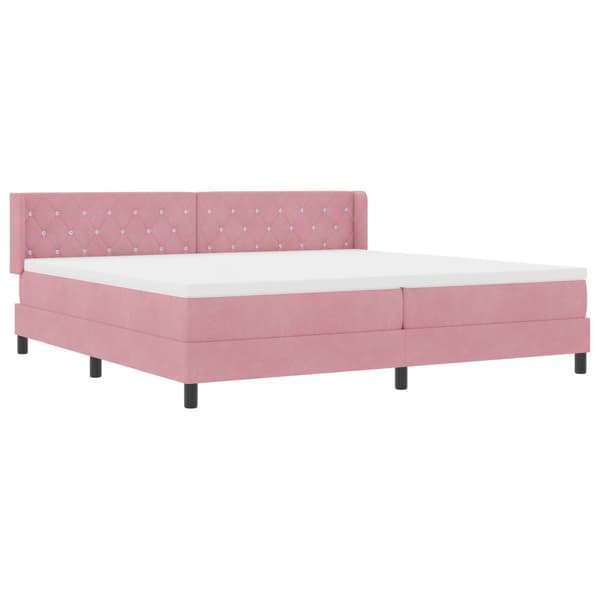 Bäddfjäder med huvudgavel Rosa 200 x 200 cm Sammet
