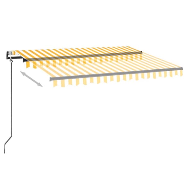Automatisk markis med vindsensor & LED 350x250 cm gul/vit