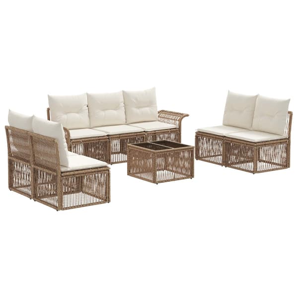Trädgårdsoffset 8 pcs Beige konstrotting