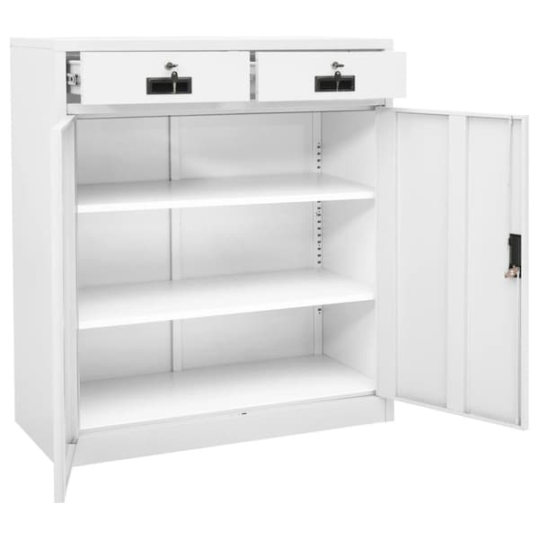 Dokumentskåp vit 90x40x102 cm stål