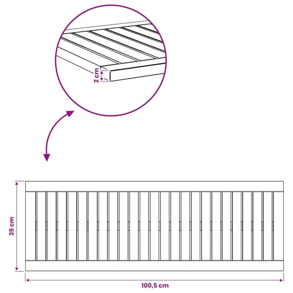 Bordsskiva 100,5 x 35 x 2 cm Rektangulär Massivt Akaciaträ Vit