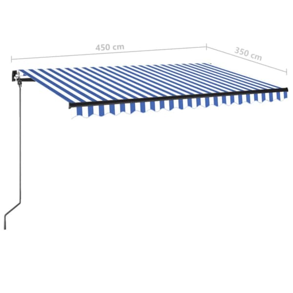 Markis manuellt infällbar 450x350 cm blå och vit
