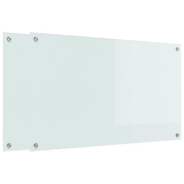 Köksskydd 2 pcs Vit 100 x 60 cm härdat glas