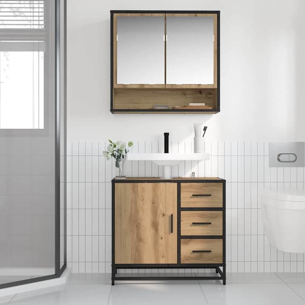 Badrumsmöbelset med låda 2 pcs Artisan Ek Konstruerat trä