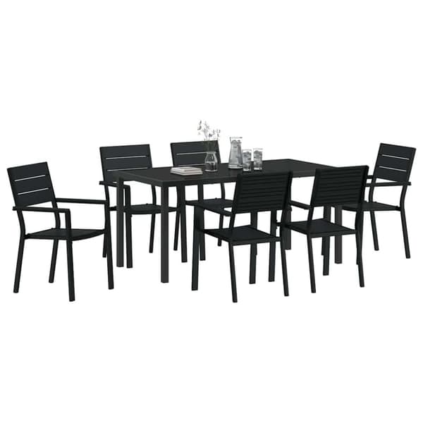 Trädgårdsmöbelset 7 pcs Svart Pulverlackerat stål