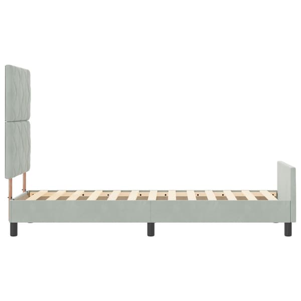 Bäddfjäder med huvudgavel Ljusgrå 80 x 200 cm Sammet