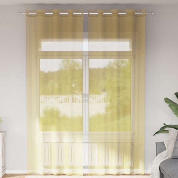 Voile gardiner med genomföringar 2 st gul