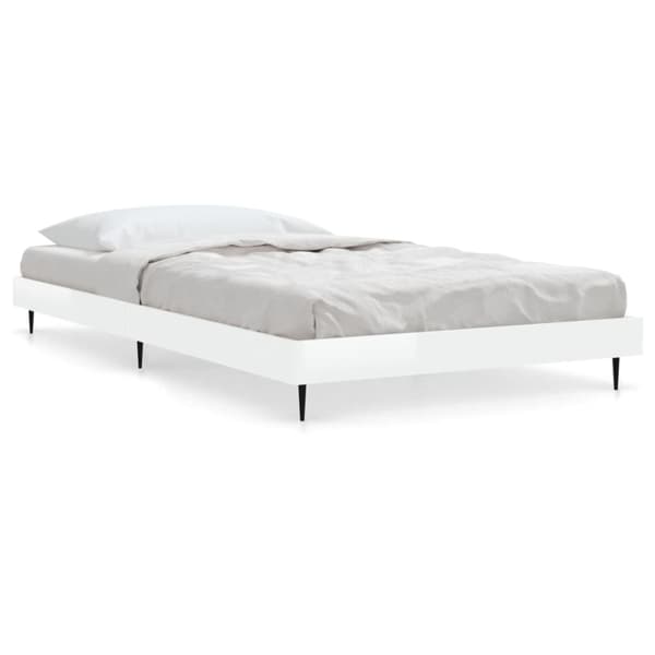 Sängram vit högglans 90x200 cm konstruerad trä