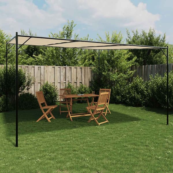 Paviljong beige 4x4 m 180 g/m² tyg och stål