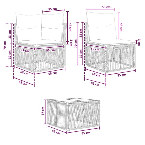 Trädgårdsoffset 6 pcs Beige konstrotting