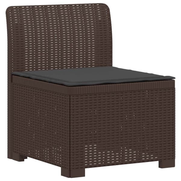 3-sits trädgårdsoffa med kuddar Rattan-look PP Brun