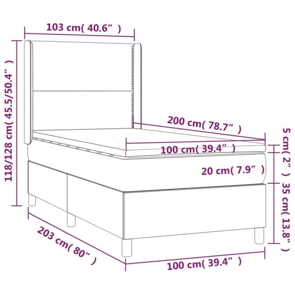 Ramsäng med madrass blå 100x200 cm tyg
