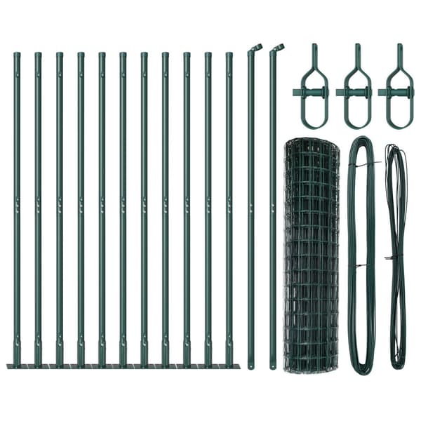 Stängsel med stolpe Grön 1 x 25 m Stål och PVC