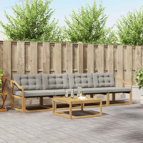 Utomhussoffset 5 pcs Vit och ljusgrå 79 x 79 x 37 cm