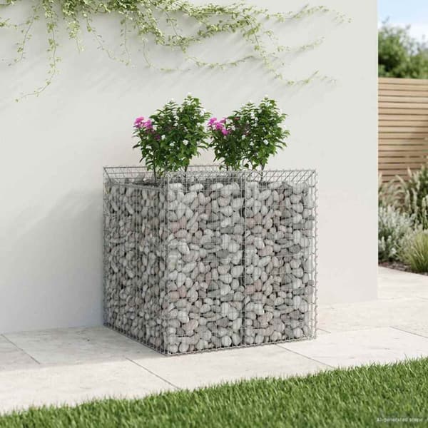 Gabion upphöjd säng 2 pcs Silver