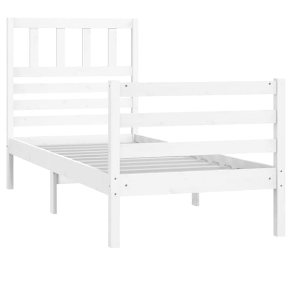 Sängram massivt trä 75x190 cm vit