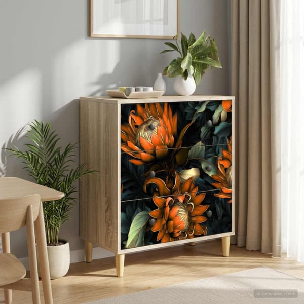Kommode LOCHEM Orange tryck 66 x 36,5 x 75 cm Konstruerat trä