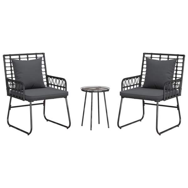 Trädgårdsmöbelset 3 pcs Svart och Anthracit konstrotting